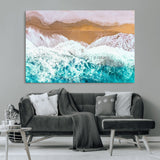 26870666-MGV-CV-36X24-Aerial Beach Wall Art Canvas Print, Framed Ocean Waves Art Picture Print, Coastal Landscape Perfect Coastal Minimalist Decor