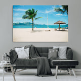 42623350-MGV-CV-36X24-Tropical Beach Wall Art Canvas Print, Framed Palm Tree Art Picture Print, Ocean View Perfect Tropical Coastal Decor Artwork