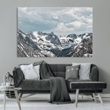 94074619-MGV-CV-36X24-Snowy Peaks Wall Art Canvas Print, Framed Alpine Wilderness Art Picture Print, Mountain Escape Perfect Winter Serenity Decor