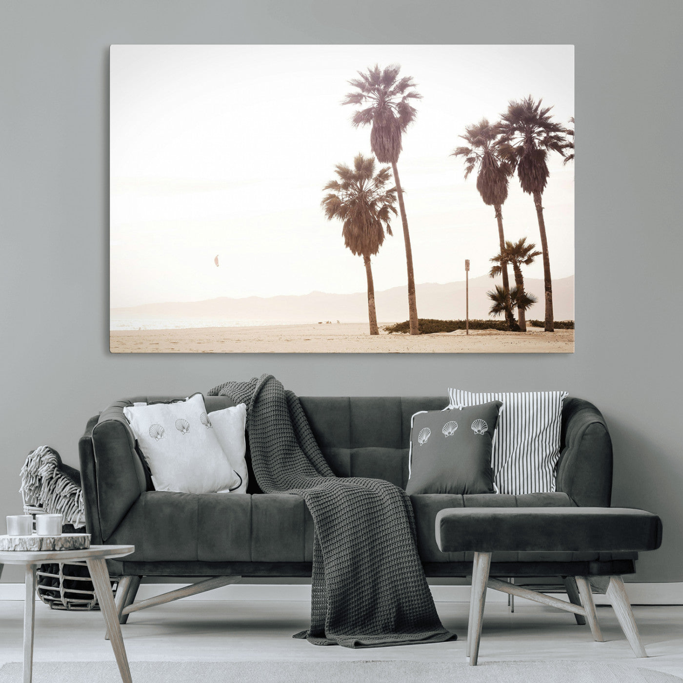 48255923-MGV-CV-36X24-Coastal Light Wall Art Canvas Print, Framed Relaxing Shoreline Art Picture Print, Minimalist Ocean Perfect Tropical Serenity Decor