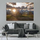 52555760-MGV-CV-36X24-Snowy Peaks Wall Art Canvas Print, Framed Nature Escape Art Picture Print, Rustic Charm Perfect Rustic Western Decor Artwork