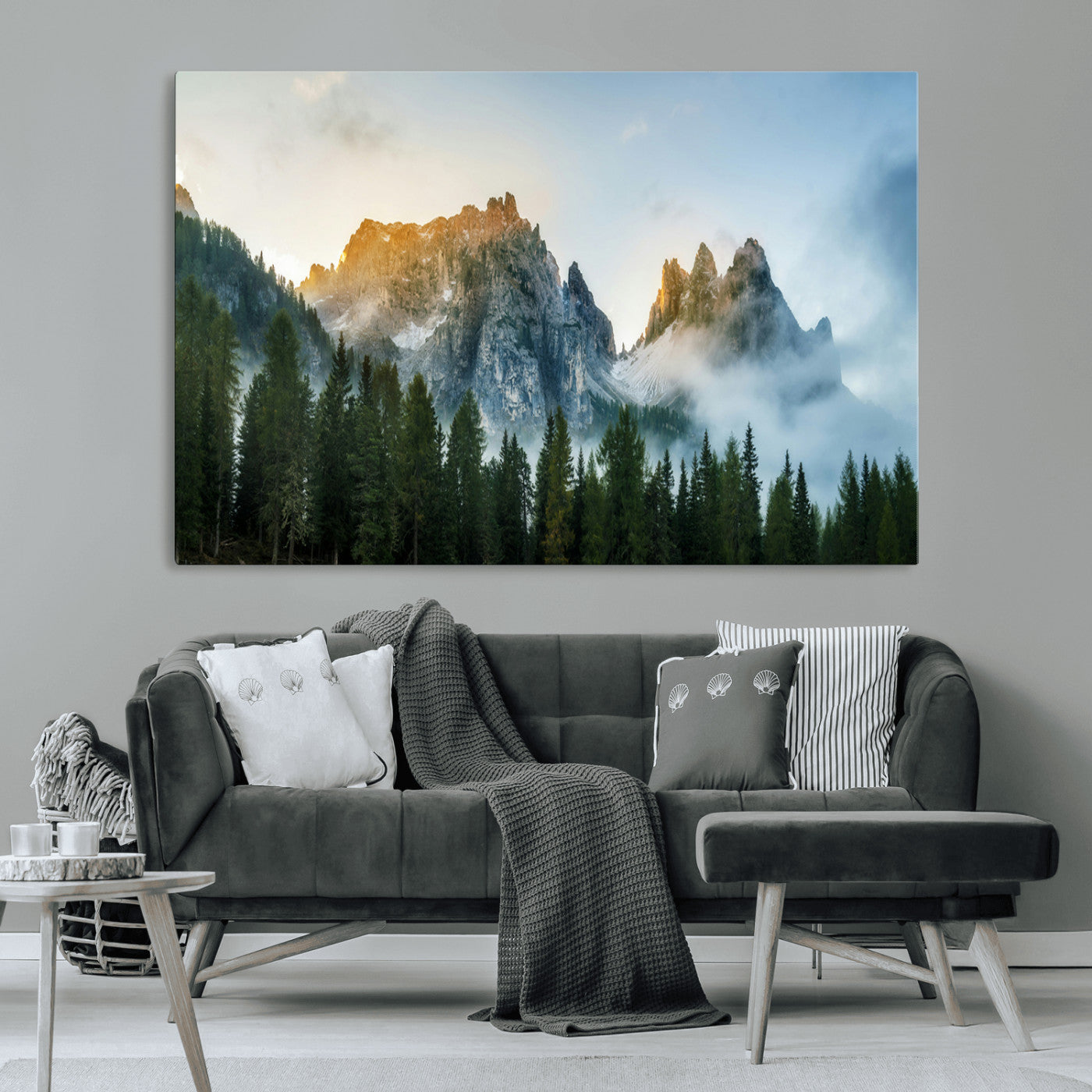 21145440-MGV-CV-36X24-Wilderness Wall Art Wall Art Canvas Print, Framed Nature Landscape Decor Art Picture Print, Misty Forest Photography Perfect