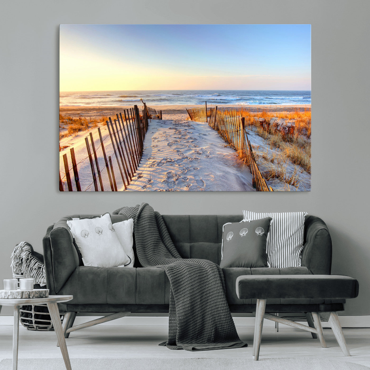 73351887-MGV-CV-36X24-Ocean Sunset Wall Art Wall Art Canvas Print, Framed Nautical Photography Art Picture Print, Summer Beach House Decor Perfect