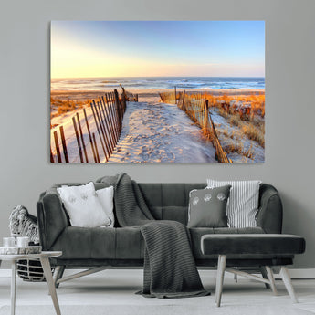 73351887-MGV-CV-36X24-Ocean Sunset Wall Art Wall Art Canvas Print, Framed Nautical Photography Art Picture Print, Summer Beach House Decor Perfect