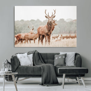 17659786-MGV-CV-36X24-Rustic Nature Art Wall Art Canvas Print, Framed Stag Canvas Print Art Picture Print, Woodland Decor Perfect Rustic Lodge Decor