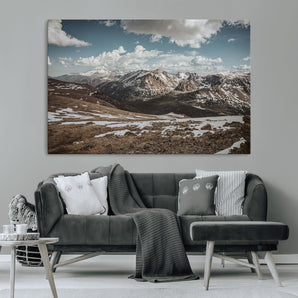 44565953-MGV-CV-36X24-Mountain Landscape Wall Art Canvas Print, Framed Snowy Peaks Art Picture Print, Rugged Highlands Perfect Rustic Adventure Decor