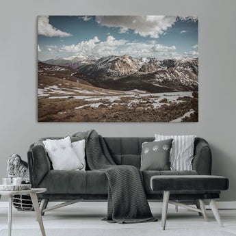 44565953-MGV-CV-36X24-Mountain Landscape Wall Art Canvas Print, Framed Snowy Peaks Art Picture Print, Rugged Highlands Perfect Rustic Adventure Decor