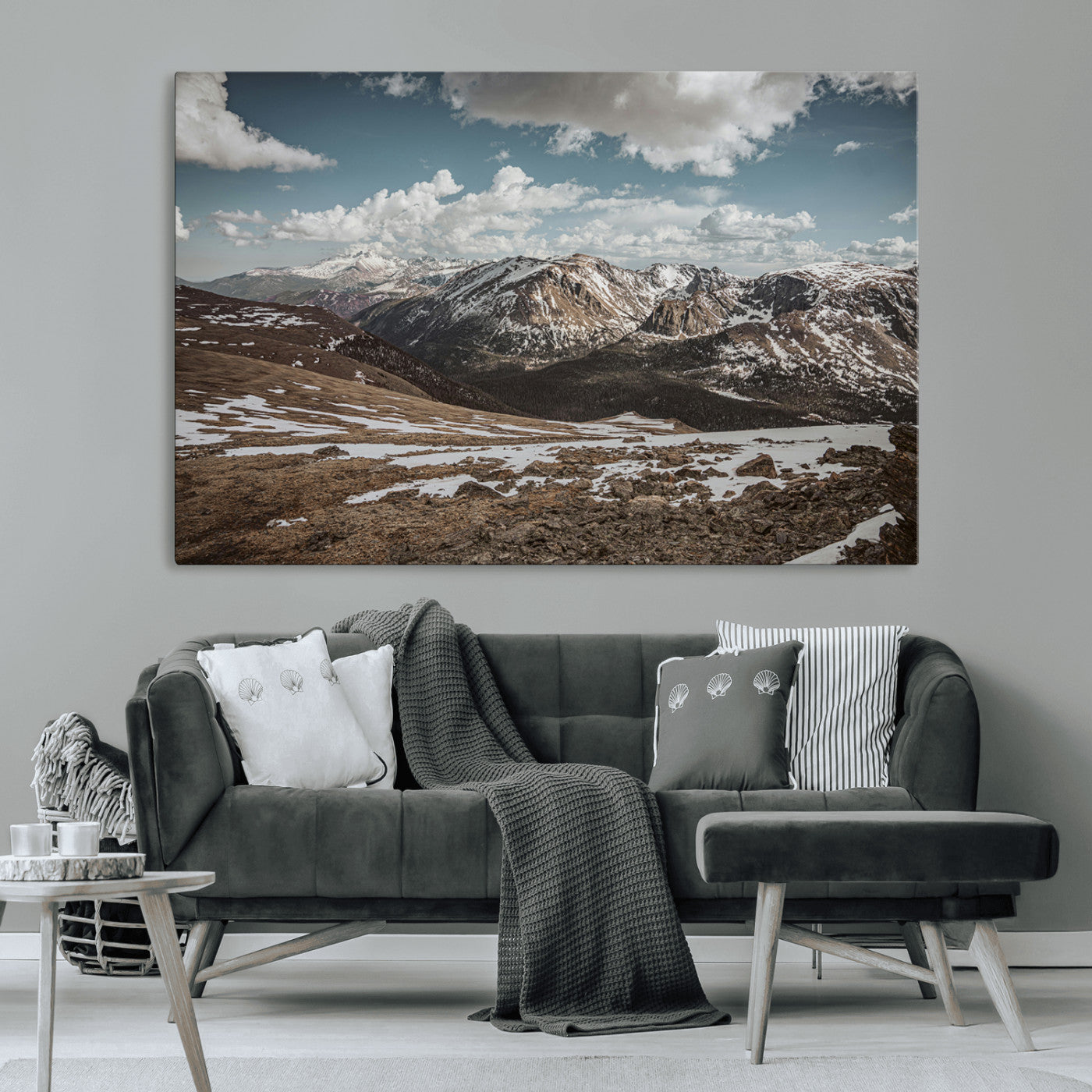 44565953-MGV-CV-36X24-Mountain Landscape Wall Art Canvas Print, Framed Snowy Peaks Art Picture Print, Rugged Highlands Perfect Rustic Adventure Decor