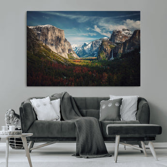15244033-MGV-CV-36X24-Yosemite National Wall Art Canvas Print, Framed Mountain Landscape Art Picture Print, El Capitan Perfect Rustic Farmhouse Decor