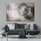 20066876-MGV-CV-36X24-Neutral Abstract Circle Wall Art – Modern Gray Beige Gold Canvas Print, Minimalist Geometric Painting for Bedroom, Living Room,