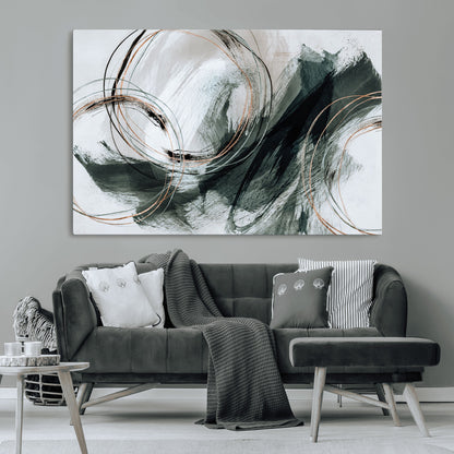 86583265-SEG-FC-90X60_Oversize_Oversize-Black and Gray Abstract Wall Art – Modern Copper Circle Canvas Print, Contemporary Minimalist Painting for Living Room, Bedroom,