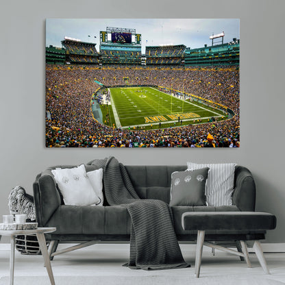 96617112-MGV-CV-36X24-Lambeau Field Wall Art – Green Bay Packers NFL Football Stadium Canvas Print – Game Day Crowd Sports Decor for Man Cave, Bar, or