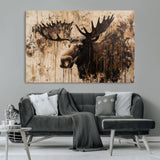 83505059-MGV-CV-36X24-Majestic Moose Wall Art – Rustic Animal Canvas Painting – Wilderness Wildlife Decor with Earthy Tones for Cabin, Lodge, Farmhouse,