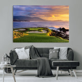 39644075-MGV-CV-36X24-Golf Course Wall Art – Coastal Sunset Canvas Print, Scenic Oceanfront Fairway Landscape Decor for Office, Man Cave, or Living Room