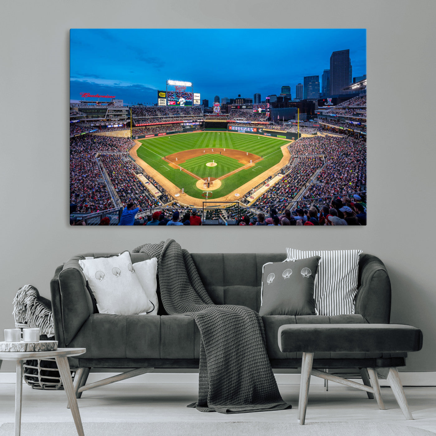 77273035-MGV-CV-36X24-Baseball Stadium Wall Art – Panoramic Evening Game Canvas Print, Sports Fan Decor for Man Cave, Office, Bar, or Living Room