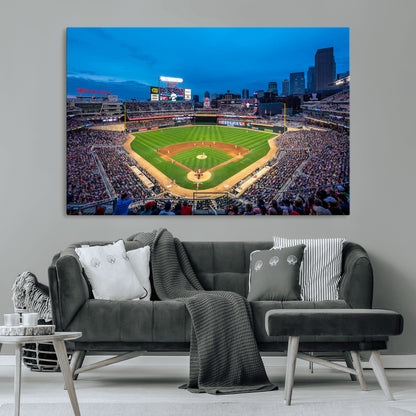 77273035-MGV-CV-36X24-Baseball Stadium Wall Art – Panoramic Evening Game Canvas Print, Sports Fan Decor for Man Cave, Office, Bar, or Living Room