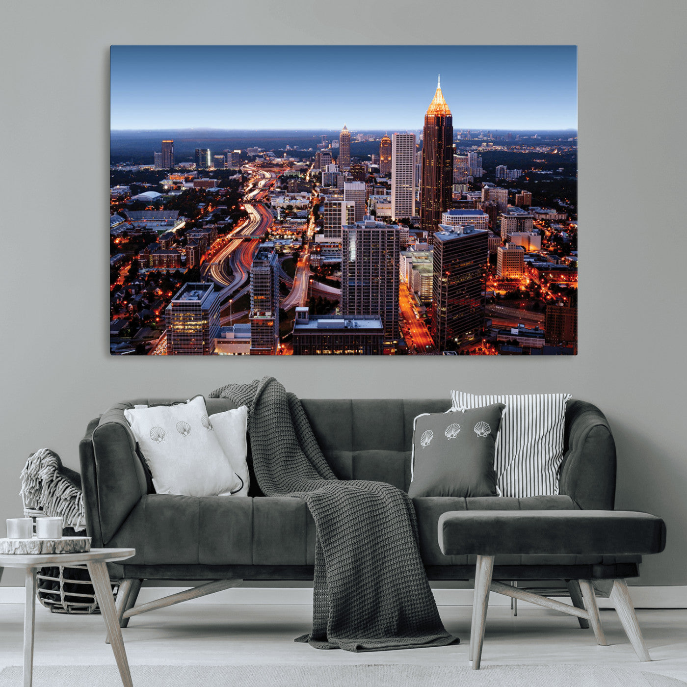 81886632-MGV-CV-36X24-Atlanta Skyline Wall Art – Vibrant City Lights Canvas Print, Modern Urban Cityscape Decor for Living Room, Office, or Apartment