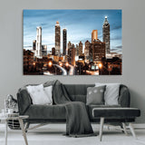 23859158-MGV-CV-36X24-Atlanta Skyline Wall Art – Modern Cityscape Canvas Print with Night Lights and Traffic Trails, Urban Decor for Office, Apartment,
