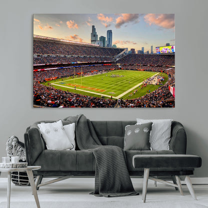55377093-MGV-CV-36X24-Soldier Field Wall Art – Panoramic Chicago Bears Football Stadium Canvas Print, Game Day Sports Decor for Man Cave, Bar, Office,