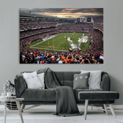 87578930-MGV-CV-36X24-Soldier Field Wall Art – Chicago Bears Football Stadium Sunset Canvas Print, Game Day Sports Decor for Man Cave, Bar, Office, or