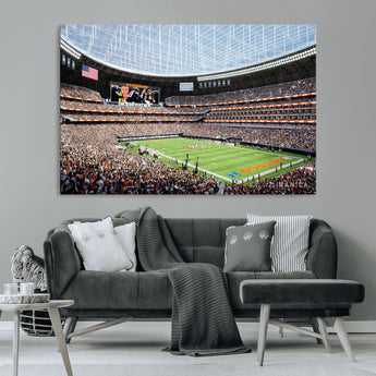 32530647-MGV-CV-36X24-Chicago Bears Stadium Wall Art – Futuristic Dome Arena Canvas Print, Modern Football Concept Design Decor for Man Cave, Bar, or