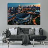 36690345-MGV-CV-36X24-Soldier Field Wall Art – Chicago Bears Stadium Aerial Night Canvas Print, City Skyline Football Decor for Living Room, Office, or