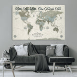 10693204-MGV-CV-36X24-Little By Little One Travels Far Tolkien Quote Blue Green World Map Adventure Wall Art Canvas Print Rustic Wanderlust Travel Decor
