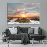 58266230-MGV-CV-36X24-Sunset Beach Canvas Wall Art – Coastal Ocean Landscape Print, Seaside Nature Art for Coastal Chic Decor, Living Room, Bedroom,