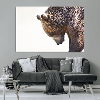 14405507-MGV-CV-36X24-Grizzly Bear Canvas Wall Art – Framed Wildlife Nature Decor, Large Brown Bear Profile Canvas Print for Living Room, Office, or