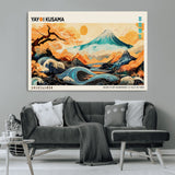 94085549-MGV-CV-36X24-Japanese Wave and Mountain Wall Art – Panoramic Abstract Landscape Canvas Print, Asian Inspired Nature Decor for Living Room,