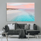41613614-MGV-CV-36X24-Beach Sunset Wall Art – Pastel Ocean Canvas Print, Turquoise Water and Pink Sky Photography Decor for Bedroom, Living Room, Office