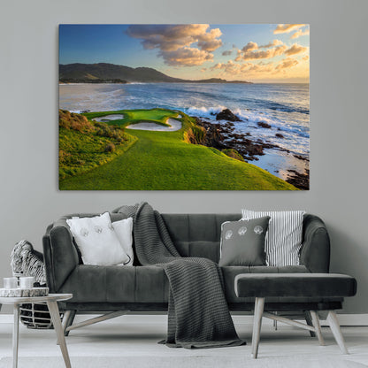 67486665-MGV-CV-36X24-Golf Course Wall Art – Pebble Beach Oceanfront Canvas Print, Coastal Fairway Photography Sports Decor for Living Room, Office, Man