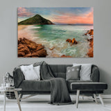 53831025-MGV-CV-36X24-Coastal Landscape Wall Art – Tropical Beach Ocean Canvas Print, Sunset Mountain View Photography Decor for Living Room, Bedroom,
