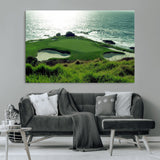 48473947-MGV-CV-36X24-Ocean Golf Course Wall Art – Panoramic Green Fairway Canvas Print, Coastal Golf Landscape Photography Sports Decor for Office, Man