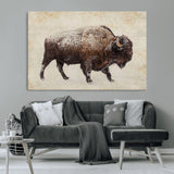 54810031-MGV-CV-36X24-Western Wall Art – Snow Covered Bison Canvas Print, Rustic Wildlife Photography Decor for Bedroom, Living Room, Office, Lodge,
