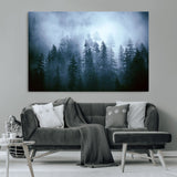 93439624-MGV-CV-36X24-Forest Wall Art – Misty Pine Trees Canvas Print, Moody Nature Photography Decor for Bedroom, Living Room, Office, Cabin, Lodge or
