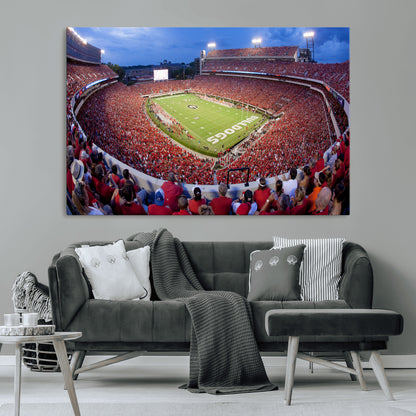 10244378-MGV-CV-36X24-Sanford Stadium Wall Art – Georgia Bulldogs Football Panoramic Evening Canvas Print, College Game Day Decor for Man Cave, Bar, or