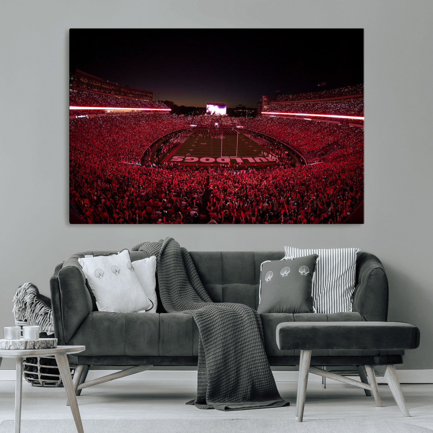 38331045-MGV-CV-36X24-Sanford Stadium Wall Art – Georgia Bulldogs Football Red Night Game Canvas Print, Electric College Sports Decor for Man Cave or