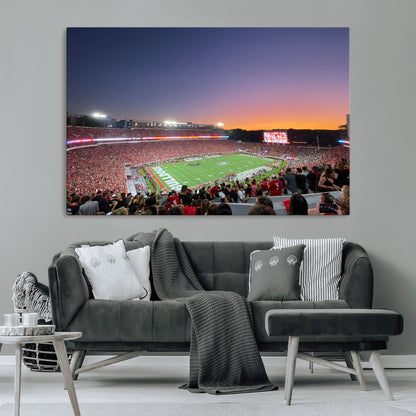 25139565-MGV-CV-36X24-Sanford Stadium Wall Art – Georgia Bulldogs Football Sunset Panorama Canvas Print, College Game Day Decor for Man Cave, Bar, or