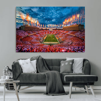 94266219-MGV-CV-36X24-Neyland Stadium Wall Art – Tennessee Volunteers Checkerboard Game Day Canvas Print, College Football Fireworks Decor for Man Cave