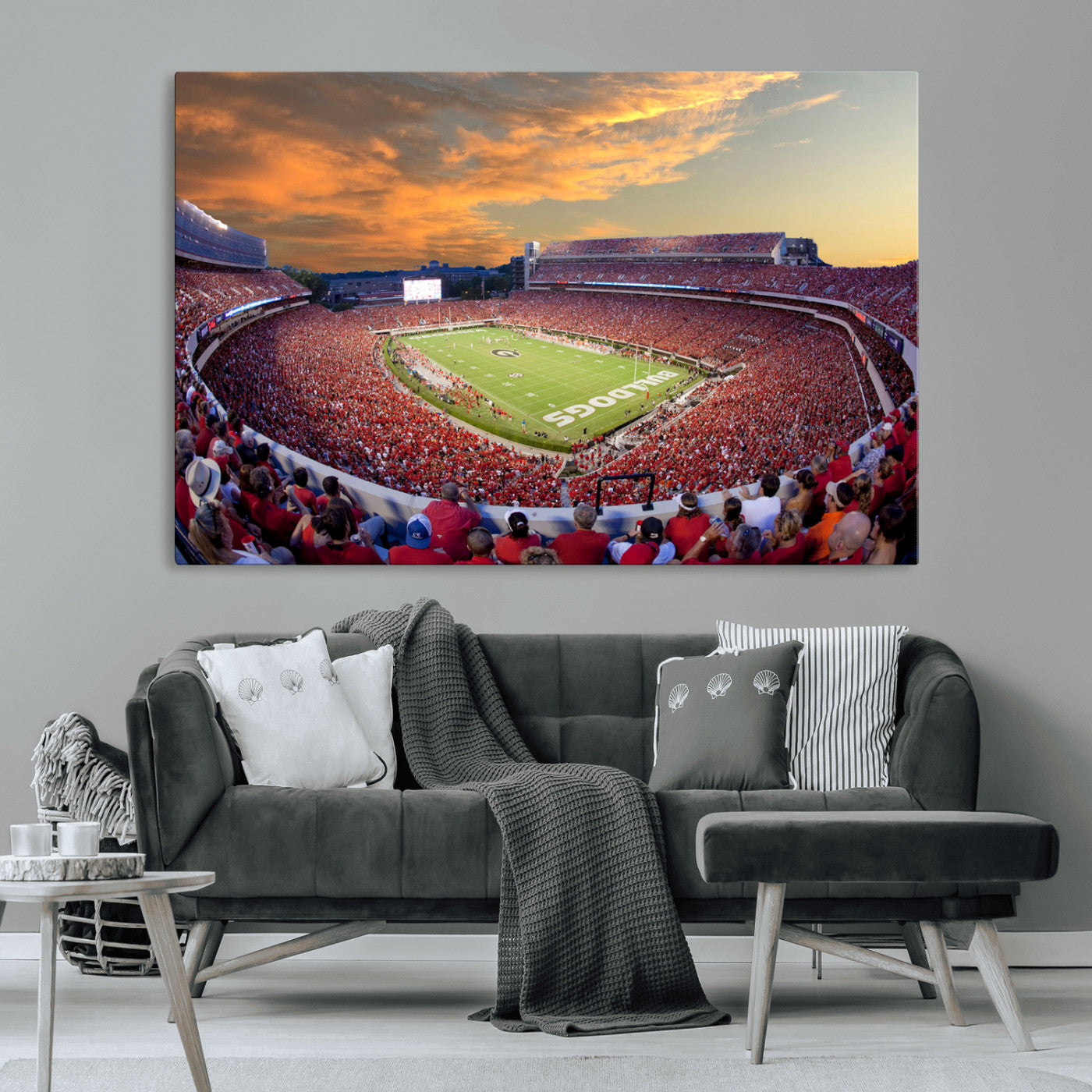 73680988-MGV-CV-36X24-Georgia Bulldogs Stadium Wall Art – Panoramic Football Field Canvas Print, Game Day Decor for Home, Office, Fan Cave, Sports