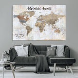 30792405-MGV-CV-36X24-Personalized World Map Wall Art – Rustic Beige Adventure Travel Map with Custom Couple Names, Vintage Wall Decor for Home or