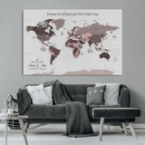 33204797-MGV-CV-36X24-Personalized World Map Wall Art – Burgundy & Grey Adventure Travel Map with Custom Names, Romantic Wall Decor for Couples, Home or