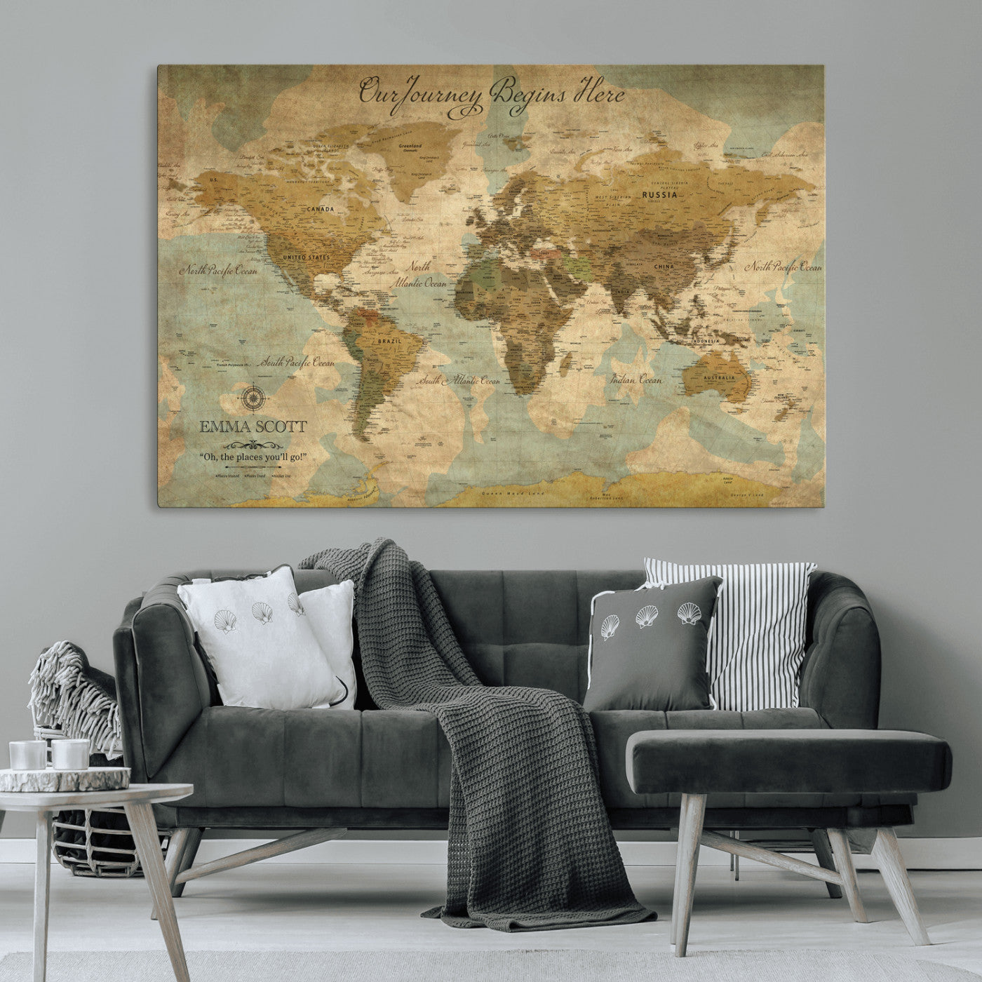 54795344-MGV-CV-36X24-Personalized World Map Wall Art – Vintage Adventure Travel Map with Custom Names, Rustic Wall Décor for Couples, Families