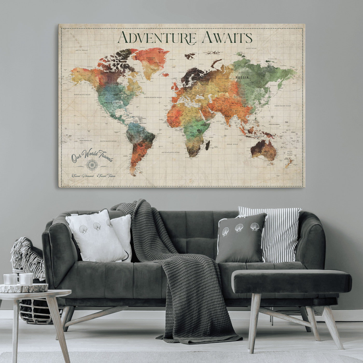 24737989-MGV-CV-36X24-Personalized World Map Wall Art – Colorful Vintage Adventure Travel Map with Custom Names, Unique Wall Decor for Couples,