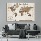 14140137-MGV-CV-36X24-Personalized World Map Wall Art – Vintage Nautical Adventure Map with Ships and Compass, Rustic Sepia Tones for Travel Lovers and