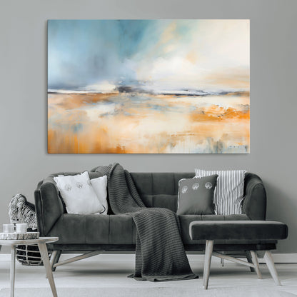 12135-MGV-CV-36X24-Soft Horizon Wall Art Canvas Print, Framed Golden Field Art Picture Print, Dreamy Horizon Perfect Minimalist Earthy Decor Artwork