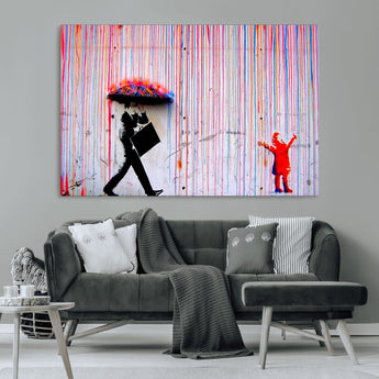 69505-MGV-CV-36X24-Graffiti Girl Wall Art Canvas Print, Framed Urban Contrast Art Picture Print, Vibrant Graffiti Perfect Urban Pop Decor Artwork