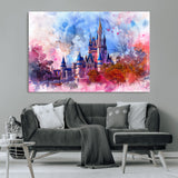 15129-MGV-CV-36X24-Disney Castle Wall Art Canvas Print, Framed Cinderella Palace Art Picture Print, Fantasy Kingdom Perfect Whimsical Fairytale Decor