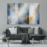 41836-MGV-CV-36X24-Abstract Gold Wall Art Canvas Print, Framed Blue Layers Art Picture Print, Elegant Cloud Perfect Elegant Minimalist Decor Artwork